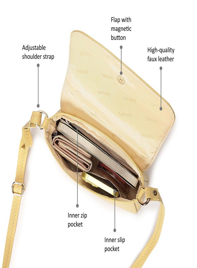 Fastrack Solid Structured Sling Bag for Women, Girls and Ladies | with Non-Detachable Sling Strap & Button Closure | Ladies Purse Handbag | Slings for Casual Carry - Image 3